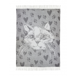 Плед хлопковый Кот серый Love You 140 x 200 см (4372)