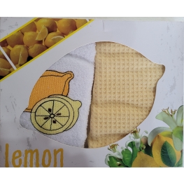 Набор кухонных полотенец махра-вафелька Gulcan лимон  (30*50) 2 шт