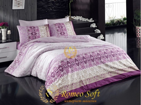 Постельное белье Bagdat lila Romeo Soft Ранфорс (комплект семейный)
