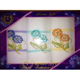 Набор вафельных кухонных полотенец Romeo Soft Flower Collection (50*70) 3 шт